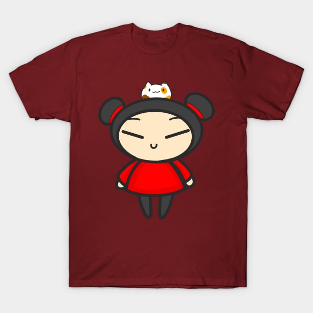 Pucca with a Cat T-Shirt by aishiiart